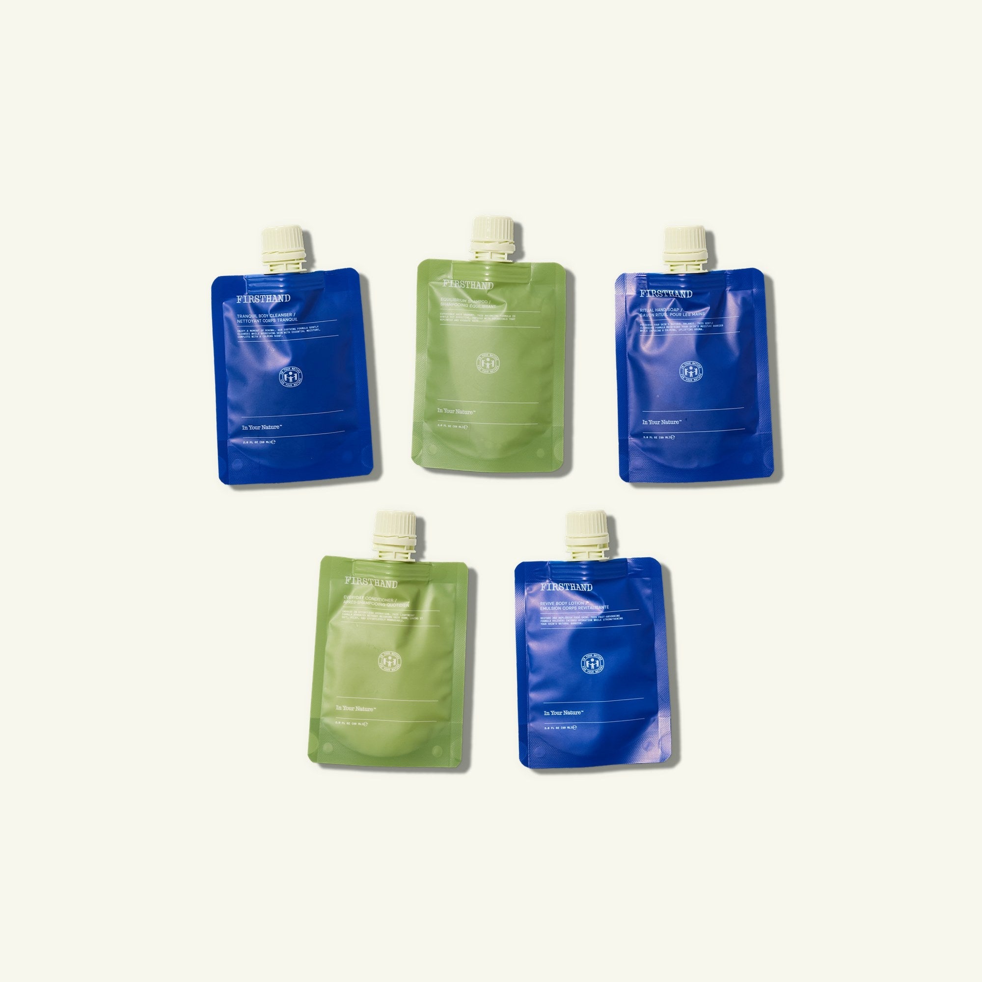 All five Firsthand 2 oz minis on a cream background